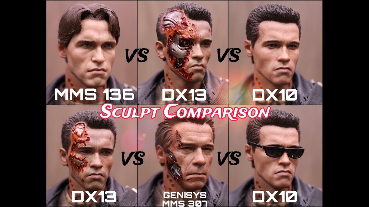 Hot Toys Terminator T800 Head Sculpt Comparison! DX13 vs DX10 vs MMS136 vs MMS307