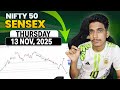 Nifty &amp; Sensex  Analysis  | 13 Nov 2025 | Market Psychology + Technical Analysis
