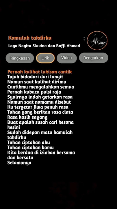 Lirik kamulah takdirku