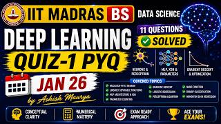 Deep Learning Quiz 1 PYQ | Jan 2026 Term | IITM BS Degree | Complete Solutions | #iitmadras #quiz1