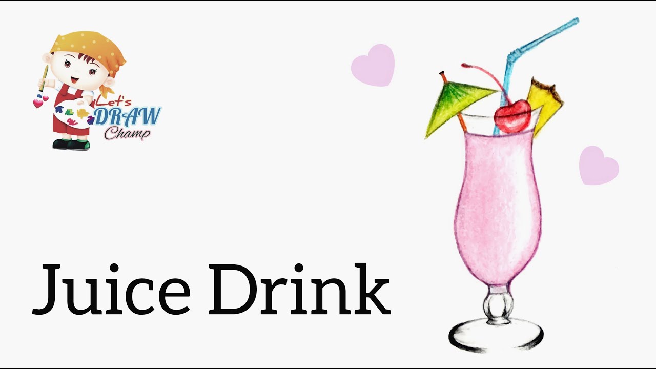 How to draw a Summer Drink | Juice drink drawing | Easy Coloring