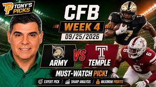 Full Army vs Temple Pick 9/25/26 College Football Week 4 Pick Prediction News