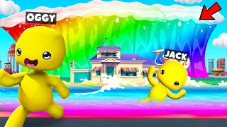 Oggy Got Trapped Inside Of Rainbow Tsunami In Wobbly Life