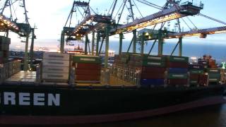 Container ships loading at San Pedro, California