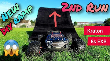 2nd RUN with the My DIY 2 Piece Portable LARGE RAMP. Arrma Kraton 8s 1/5 EXB..My First FRONT FLIP🤘😱😎