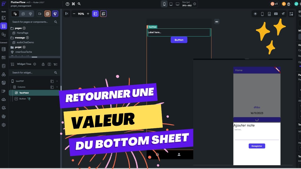 retourner une valeur du Bottom sheet #flutterflow (extrait de la ...