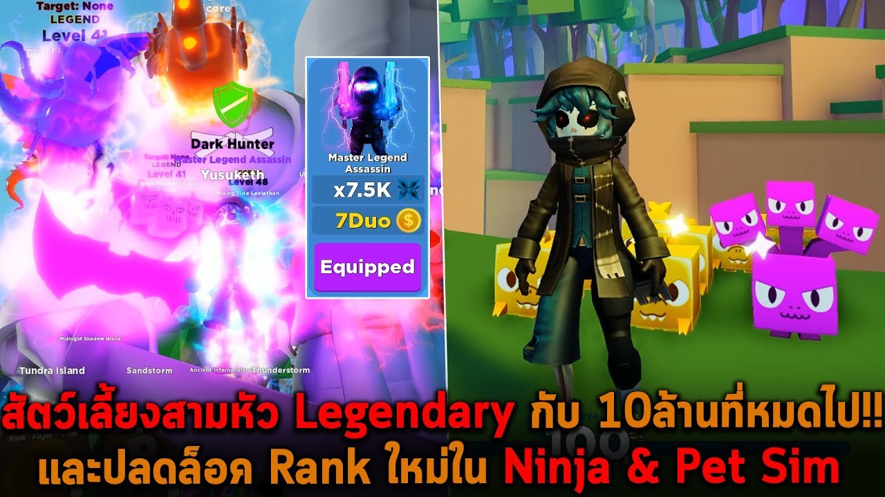 life is feudal forest village ไทย  2022 Update  สัตว์เลี้ยงสามหัว Legendary ปลดล็อค Rank ใหม่ใน Ninja และ Pet Sim