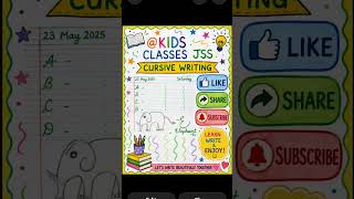 cursive writing practice Ato E#writing #trending #kidsstudyvideos