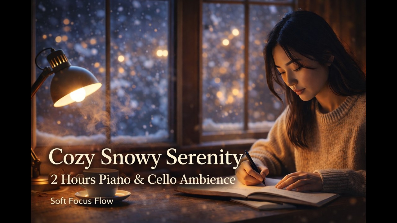 Gentle Piano & Cello – Amy's Edition | Soft Focus Flow 2 Hours Snowy Serenity