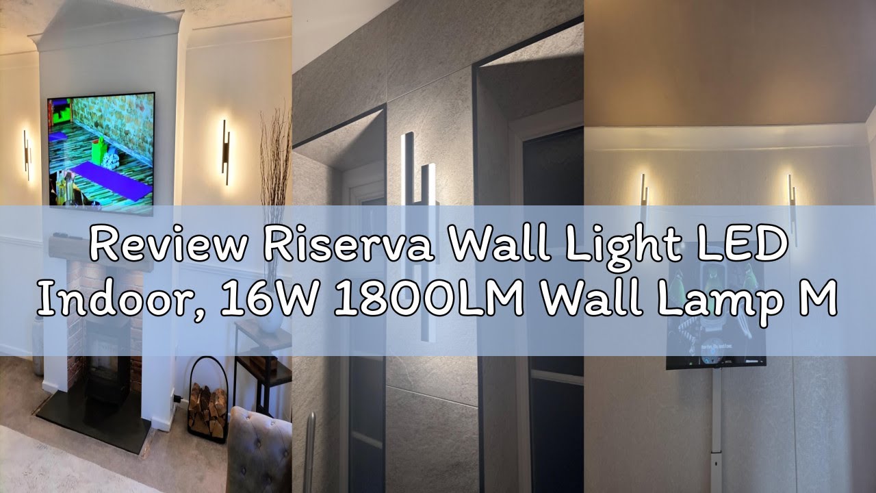 Review Riserva Wall Light LED Indoor, 16W 1800LM Wall Lamp Modern, Warm White 3000K, Black Long Wall