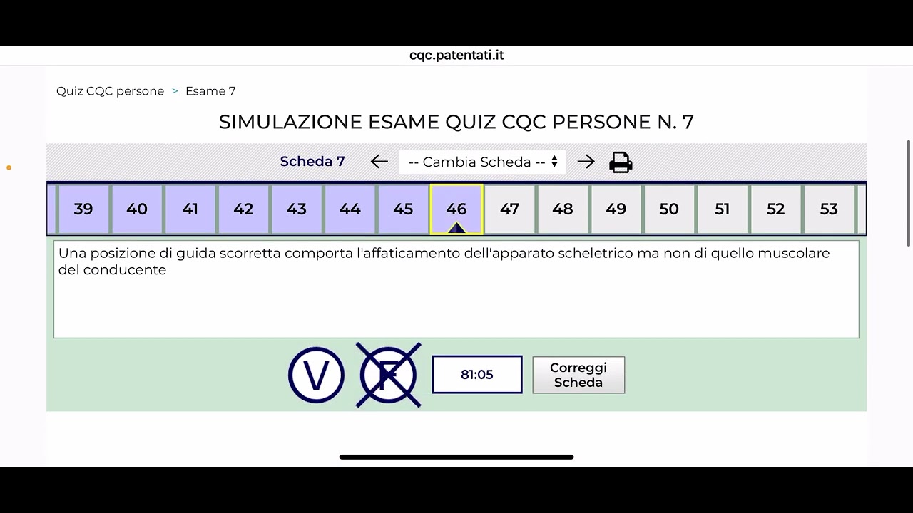Scheda N 07 CQC PERSONE SIMULAZIONE ESAME QUIZ ONLINE