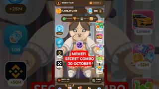 Memefi secret combo code, 20 october | #memefi #memefivideocode #memeficombo #shorts