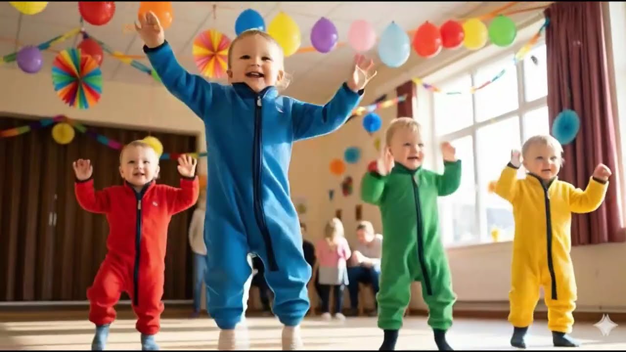 Babys dance in nature environment  