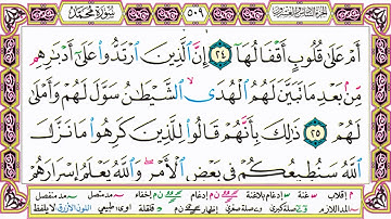 القرآن الكريم كتابة بدون صوت - سورة محمد - صفحة 509 للقراءة والحفظ