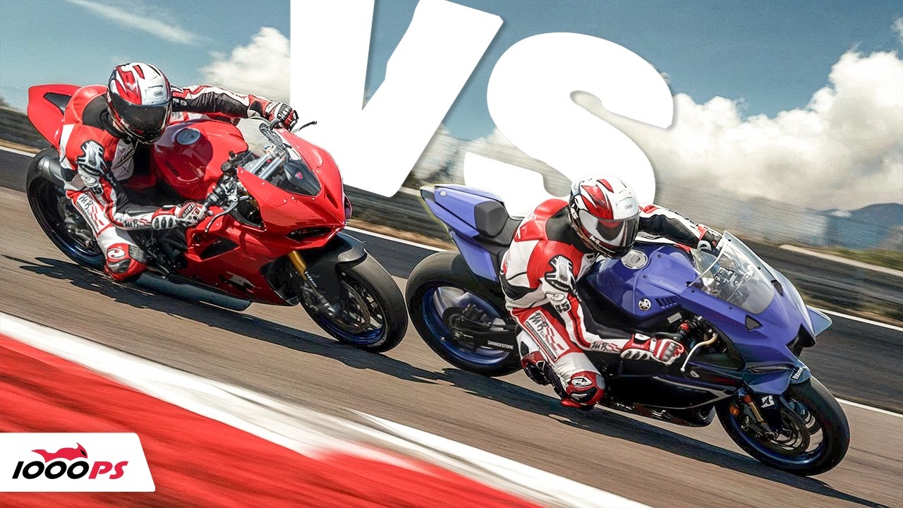 Ducati Panigale V2 vs Yamaha R9 - comparison test - battle of the mid-range supersports bikes!