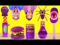 EATING ONLY PURPLE FOOD FOR 24 HOURS || One Color Food Challenge! Mukbang by 123 GO! FOOD