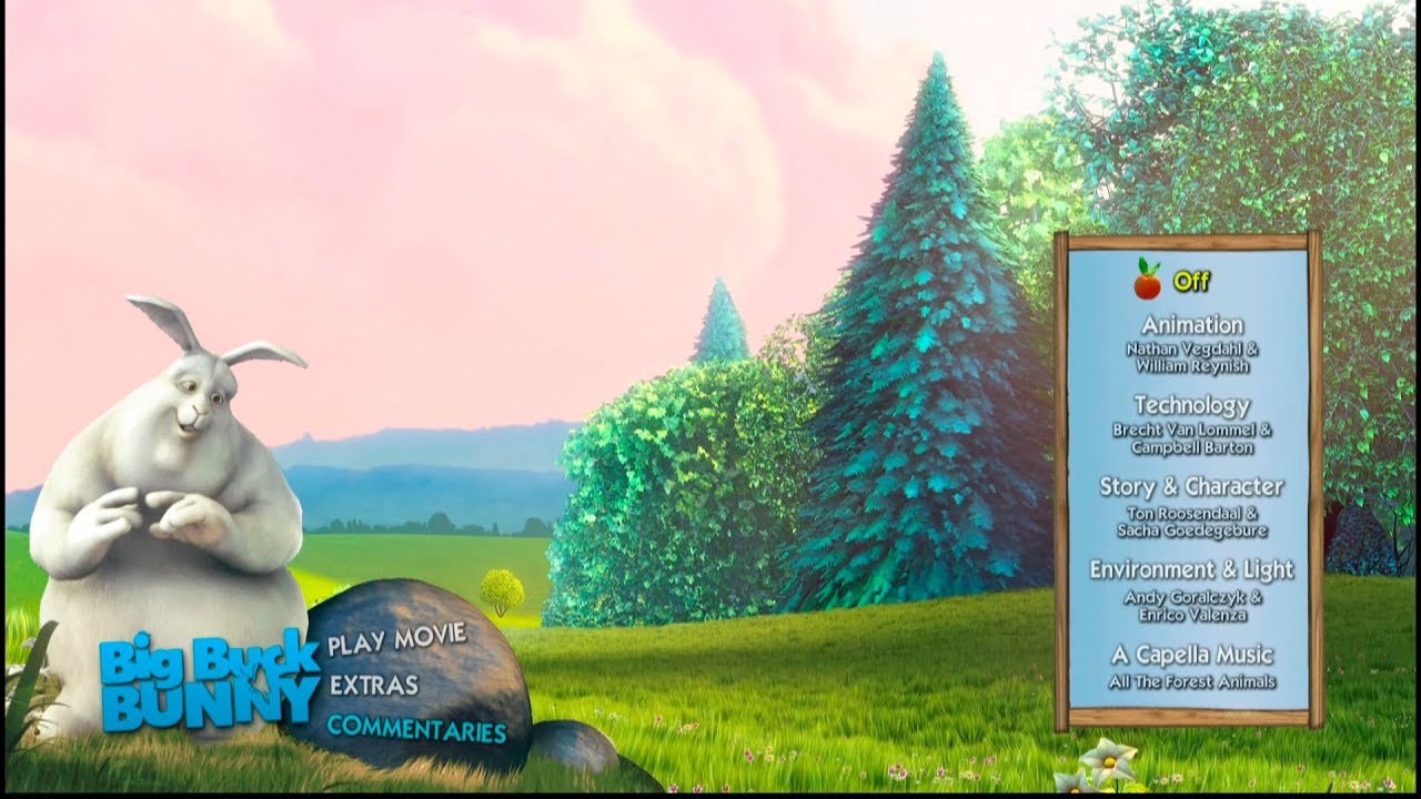tutorialsystems Big Buck Bunny menu example (Peach open movie project animation)
