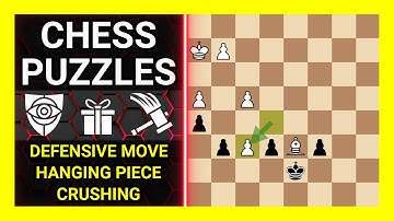 Chess Puzzles to Practice. Themes: Defensive move, Hanging piece, Crushing. Learn Chess