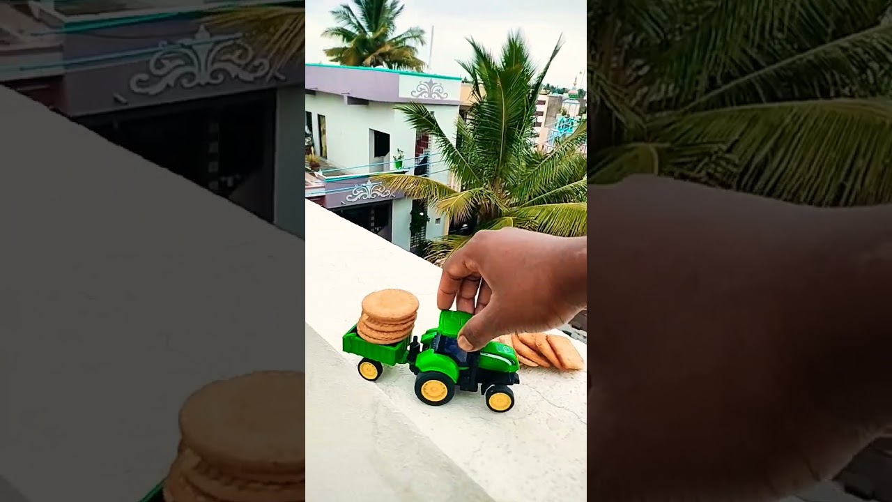 tractor ke trolley biscuit aur Shimla mirchi load 🚜