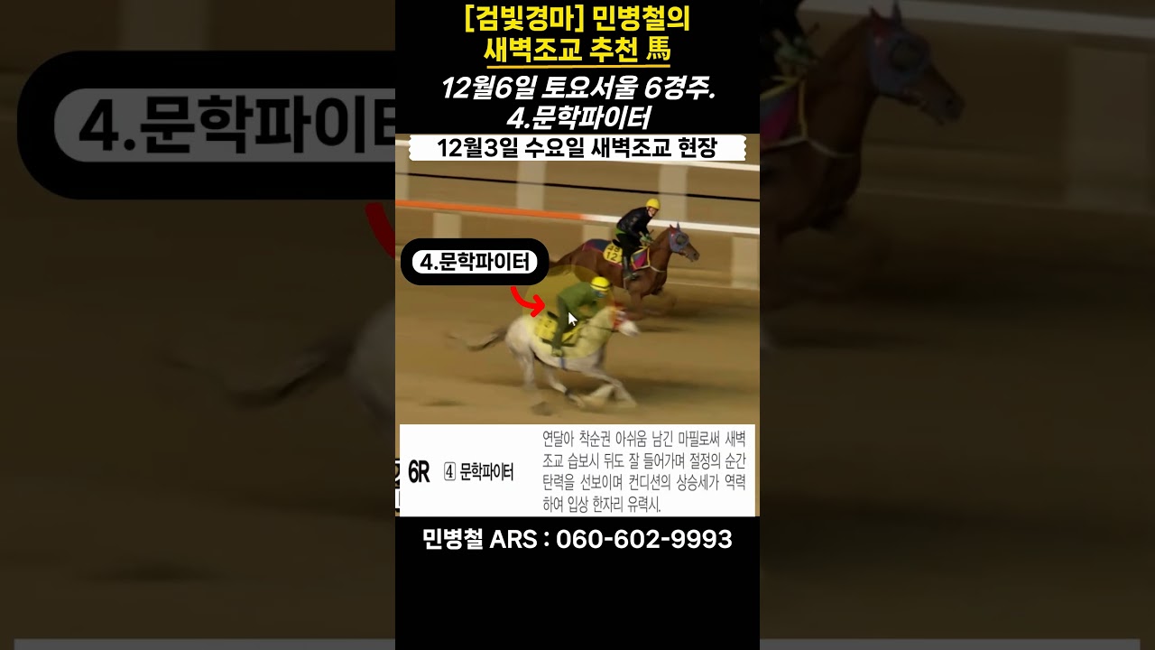 #12월6일 토요일!민병철의 새벽조교 우수馬!