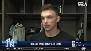 Ben Rice in the clubhouse on multi-homer game