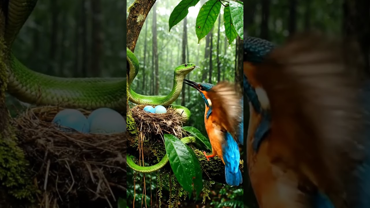 Nature’s Fierce Moments Kingfisher Protects Its Eggs 