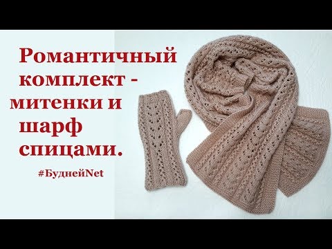 Митенки и шарф спицами