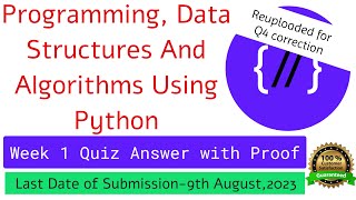 NPTEL: Programming , Data Structures and Algorithms Using Python Week 1 Quiz answer with proof(100%)