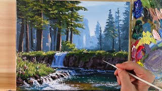 Acrylic Painting Morning River Landscape / Correa Art