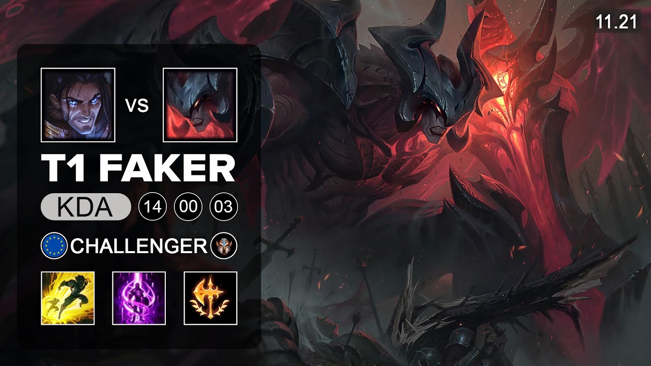 T1 Faker Aatrox Mid vs Sylas - EUW Challenger - Season 11 Patch 11.21