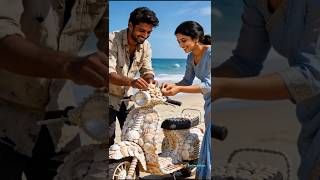 Shell Decorated Scooter on a Beach | Creative Couple DIY | #shorts #ai