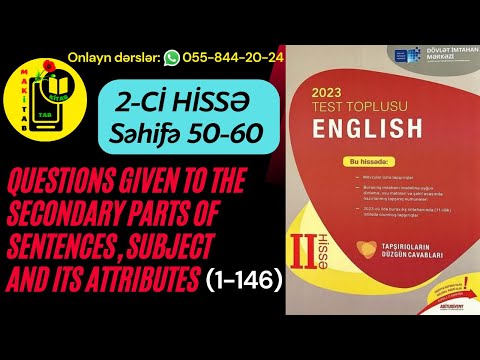 DİM YENİ 2-Cİ HİSSƏ TEST TOPLUSU 2023 İNGİLİS DİLİ | QUESTIONS GIVEN TO THE SECONDARY PARTS | 1-146