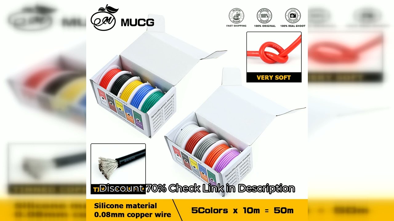 24 22 20 AWG Electric Wire Soft Silicone Wire 24-20 Gauge Stranded Tinned Copper Wire 5 Colors 16.4f