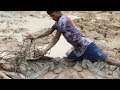 Find Catfish In Dry Season | Amazing Boy Catch Giant Big Fish By Mud In The Dry Season