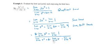 Calculus I sect 2.3 - Calculating Limits Using the Limit Laws