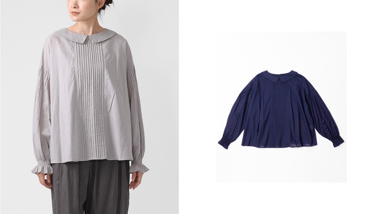 26SSバスコ　BASCO ジーンブラウス 綿ローンのピンタックブラウス ジーンブラウス 綿ローンのピンタックブラウス/ITEM,JACKET/TOPS/Shop