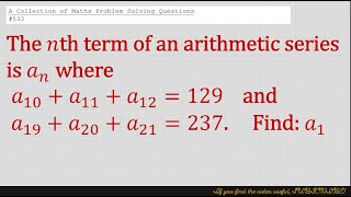 A Collection of Maths Problem Solving Questions#533 (Sequences)