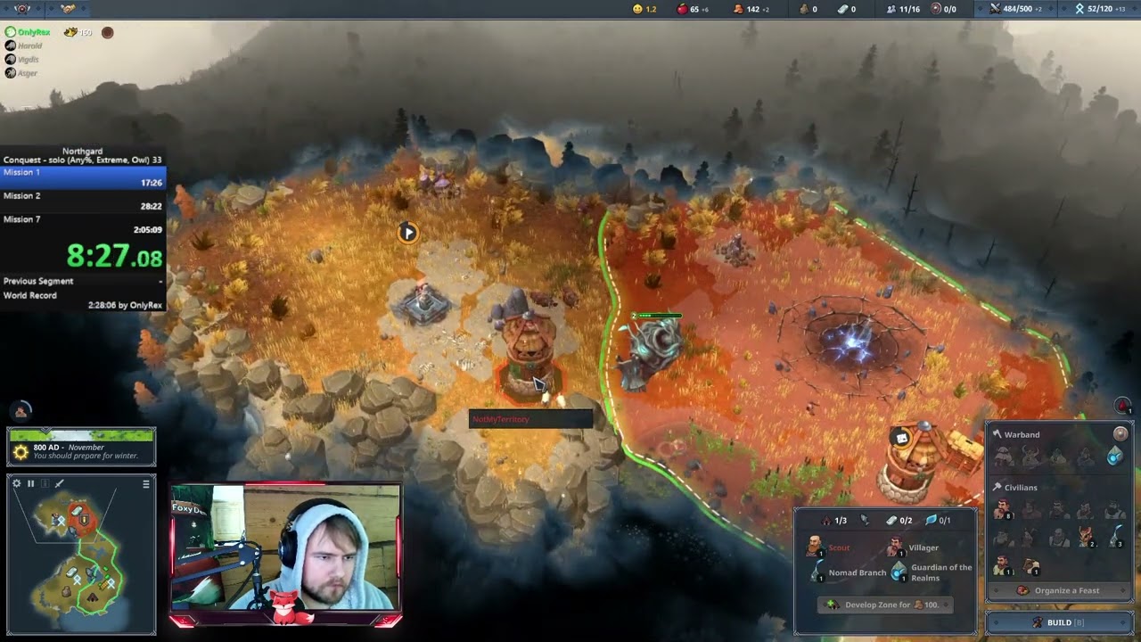 Northgard conquest - speedrun extreme any% Owl 1.42.14