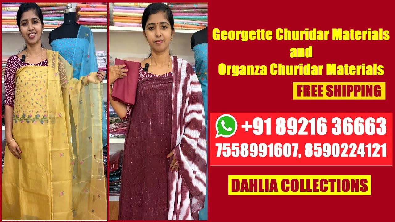 New Churidar Materials Online Sales and Organza Churidar