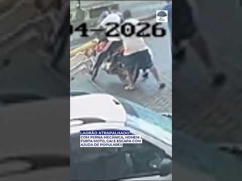 Ladrão atrapalhado: Com perna mecânica, homem furta moto, cai e escapa com ajuda de populares