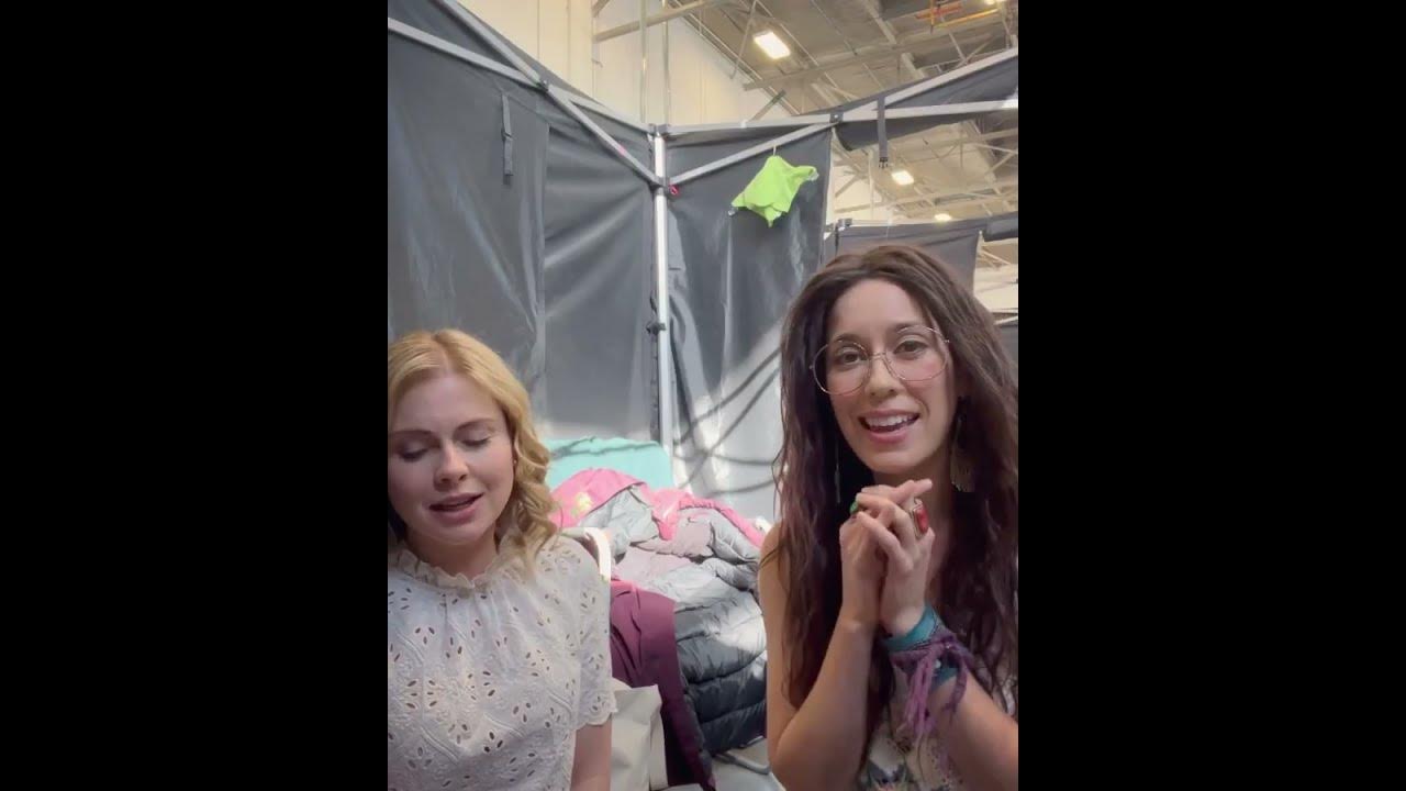 Rose McIver and Sheila Carrasco singing behind the scenes of 'Ghosts' CBS (Season 2, 2022) Rose McIver and Sheila Carrasco singing behind the scenes of 'Ghosts' CBS (Season 2, 2022)