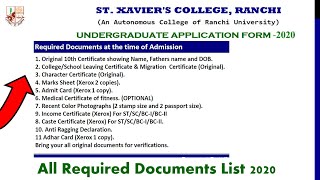 st xavier college ranchi admission required documents list 2020