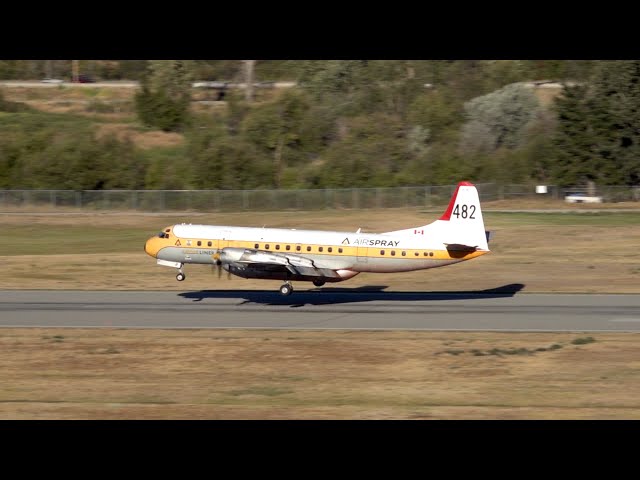 Air Spray Lockheed L-188 Electra [C-FLJO] Approach & Landing in CYYF