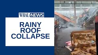 BJ Warehouse destroyed after roof collapse due to heavy rain along east coast