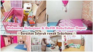 GROCERY UNBOXING & KITCHEN REFILL || CLEANING THE WHOLE HOUSE ON THE WEEKEND