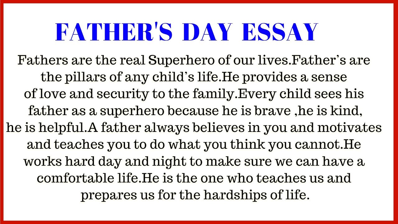 essay on father's day for class 1