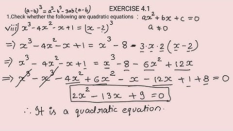 Class 10 Maths Chapter 3 || Quadratic Equations || Exercise - 4.1 | Q.no - 1