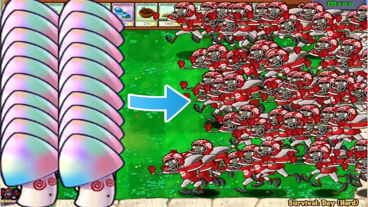 99999 FOOTBALL ZOMBIES VS HYPNO SHROOM HACK 100% POPCAP PLANTS VS ZOMBIES