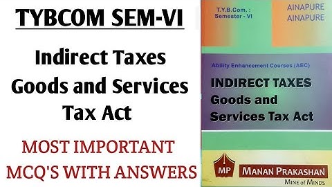 Tybcom Sem-VI | Indirect tax and GST Act Objective Questions | Manan prakashan Mcq
