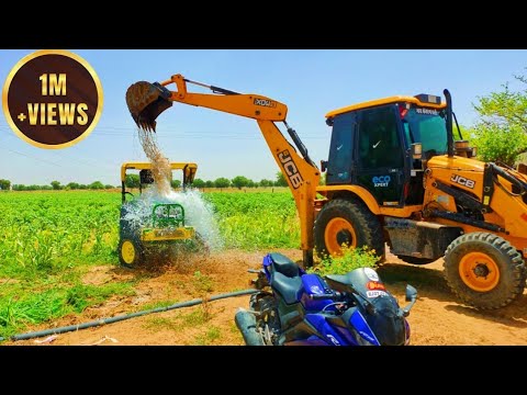 Washing with Fun JCB 3dx Eco | Kirlosker JCB Backhoe and Tata Truck Washing in Village Pond | Jc